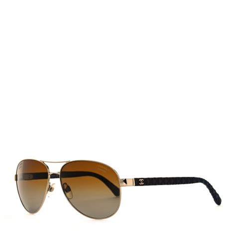 chanel 4204q gold and brown color sunglasses|CHANEL Lambskin Quilted CC Aviator Sunglasses 4204.